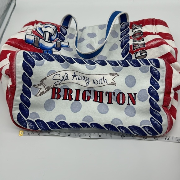 S.S. Brighton Canvas Tote Nautical Sail Away Patriotic Design Double Handle - Picture 13 of 13